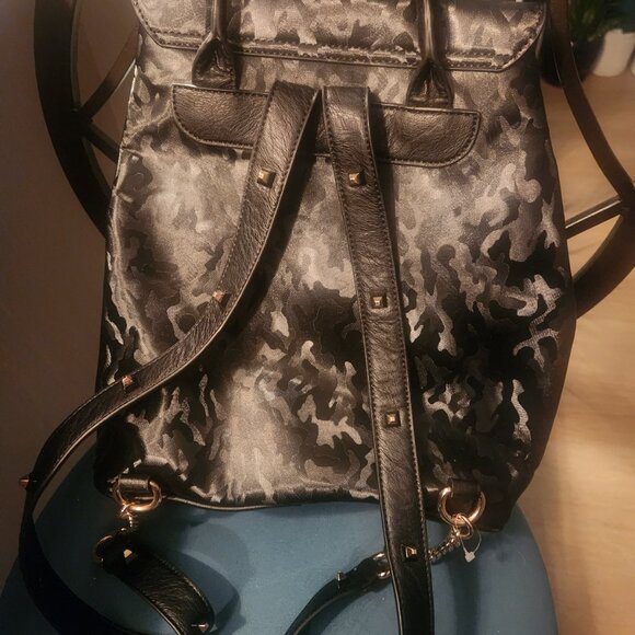 DUNE LONDON ~ Black on Black Camo BACKPACK ~ BEAUTIFUL and Rare!
